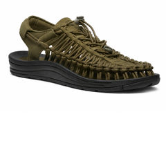 KEEN Uneek Sandali Uomo Dark Olive/Black - Sandalo Outdoor Cordini PET Riciclato