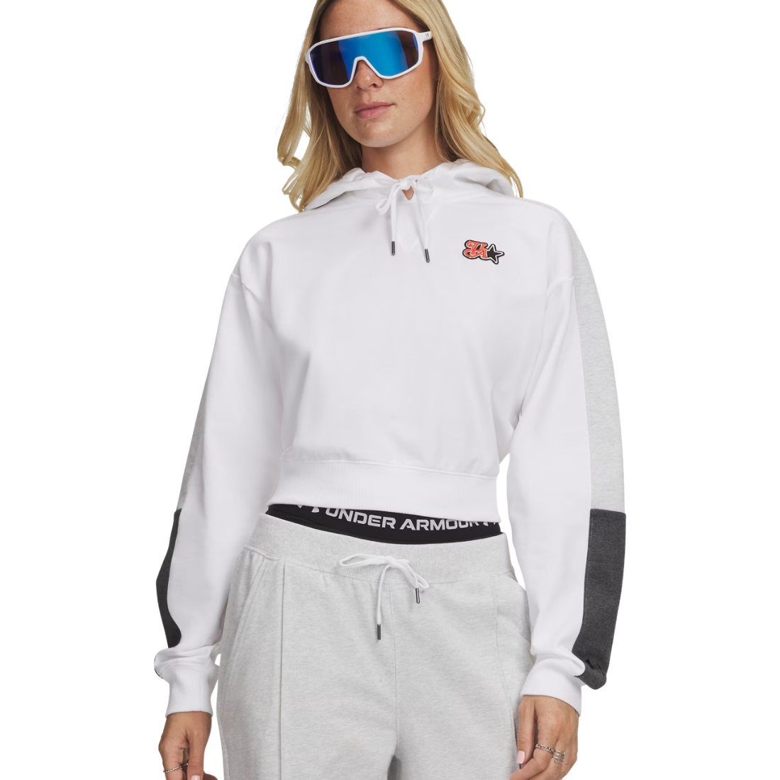Under Armour UA Sport Terry Trend Felpa con Cappuccio Donna White/Black