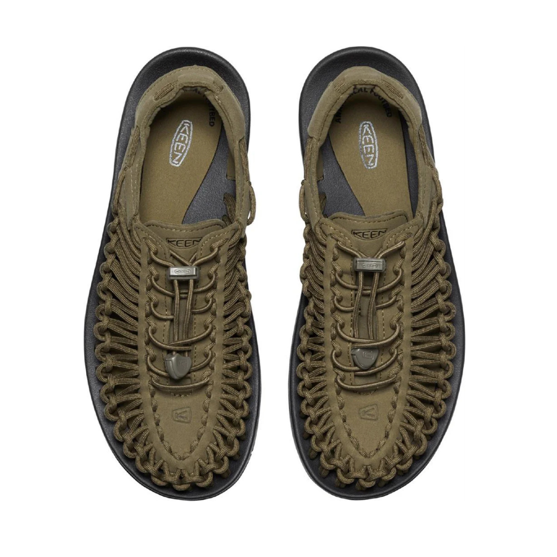 KEEN Uneek Sandali Uomo Dark Olive/Black - Sandalo Outdoor Cordini PET Riciclato