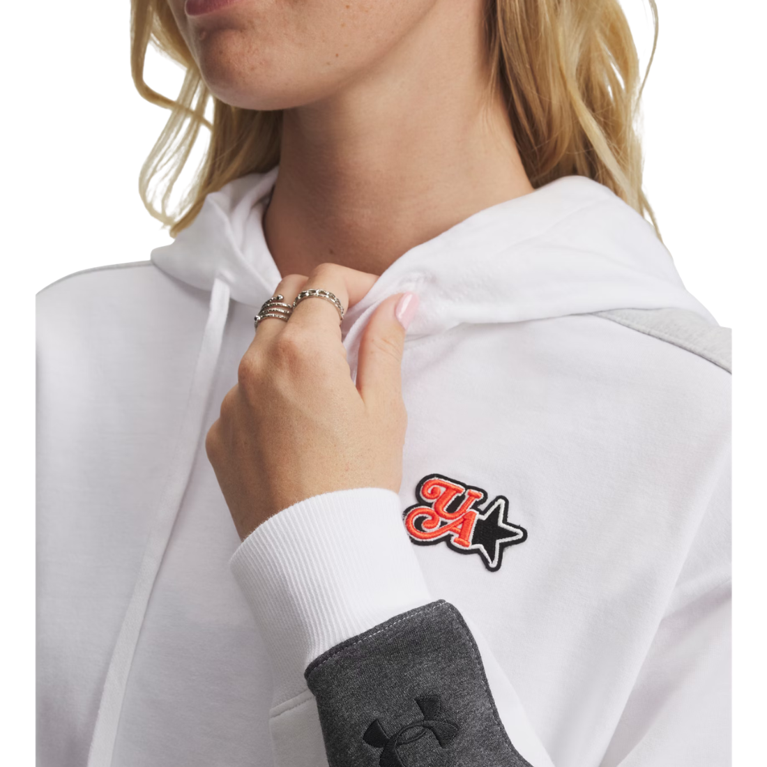 Under Armour UA Sport Terry Trend Felpa con Cappuccio Donna White/Black