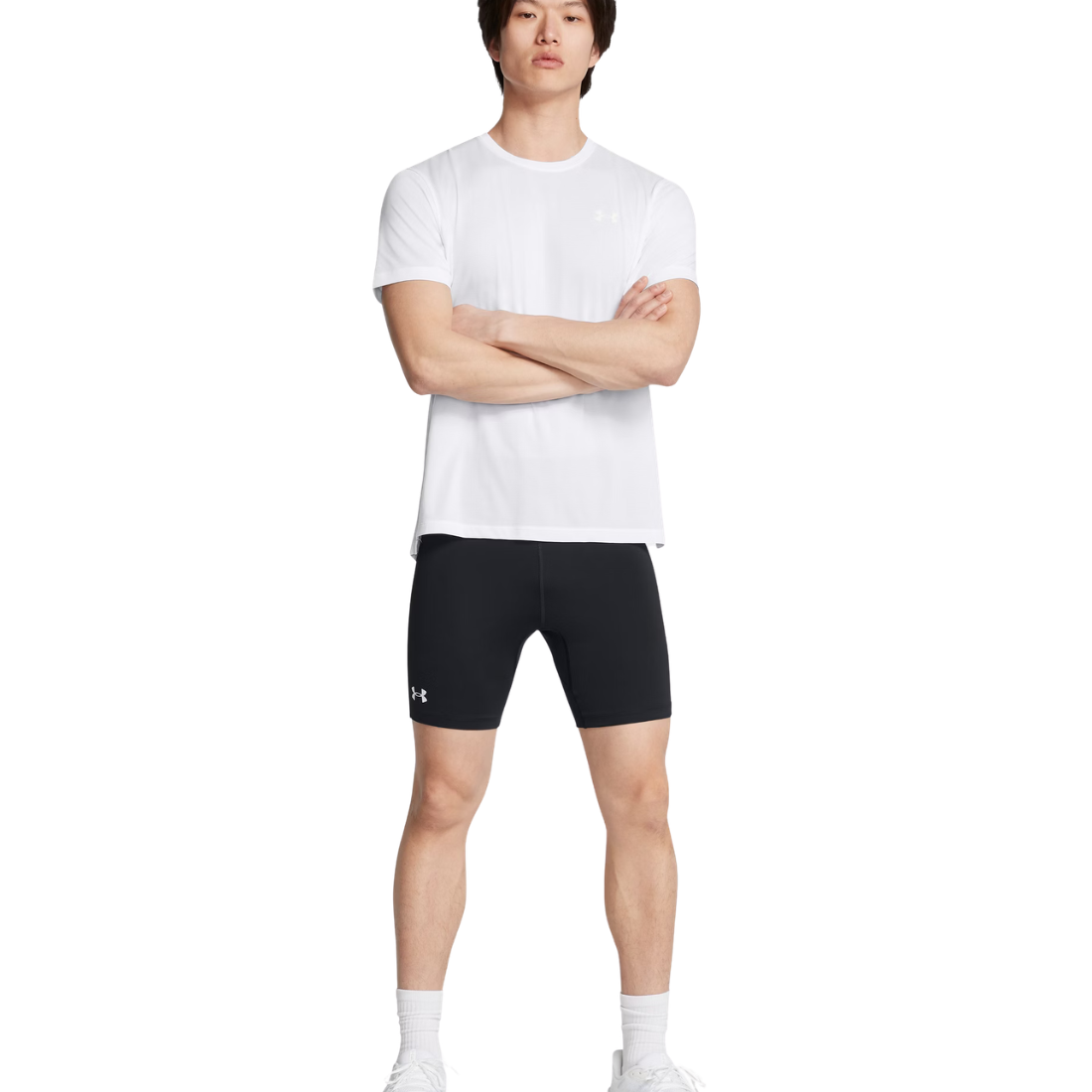 Under Armour UA Launch Calzamaglia ½ Uomo Black/White – Pantaloncino Running 20cm Compressione Leggera