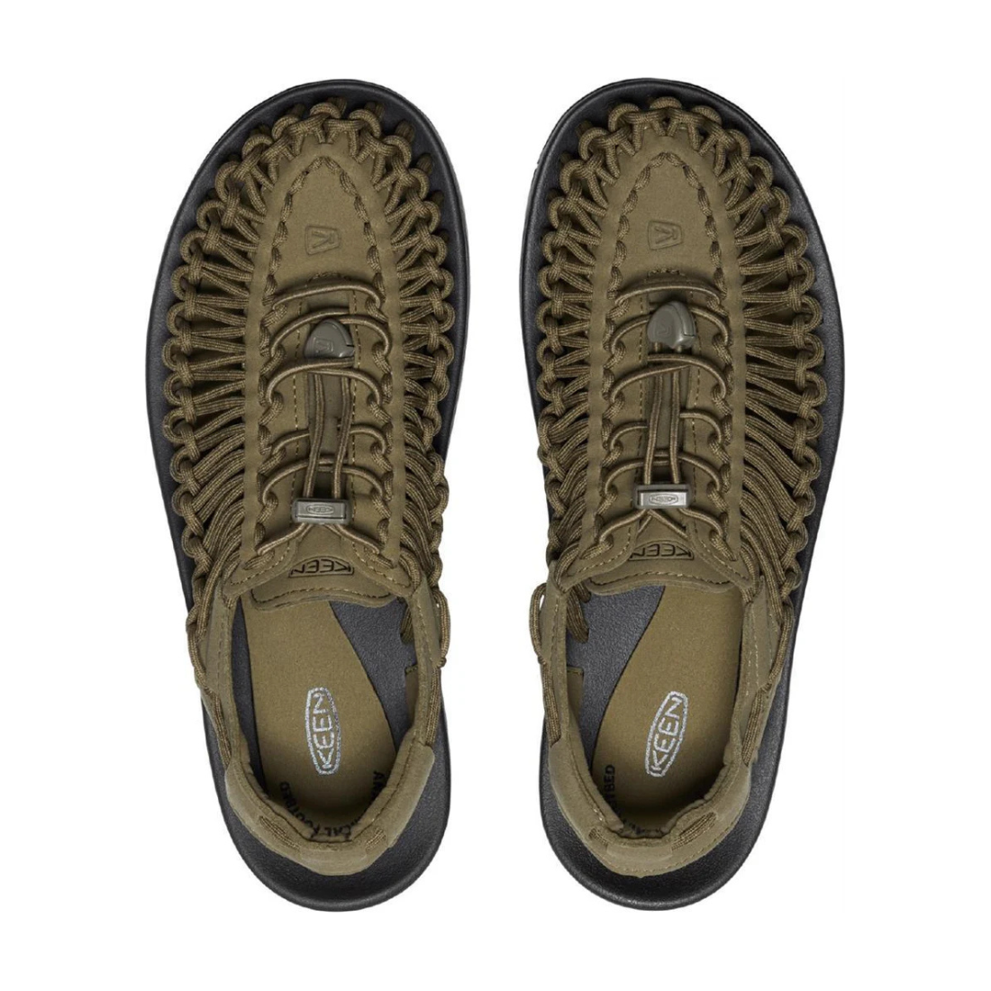 KEEN Uneek Sandali Uomo Dark Olive/Black - Sandalo Outdoor Cordini PET Riciclato