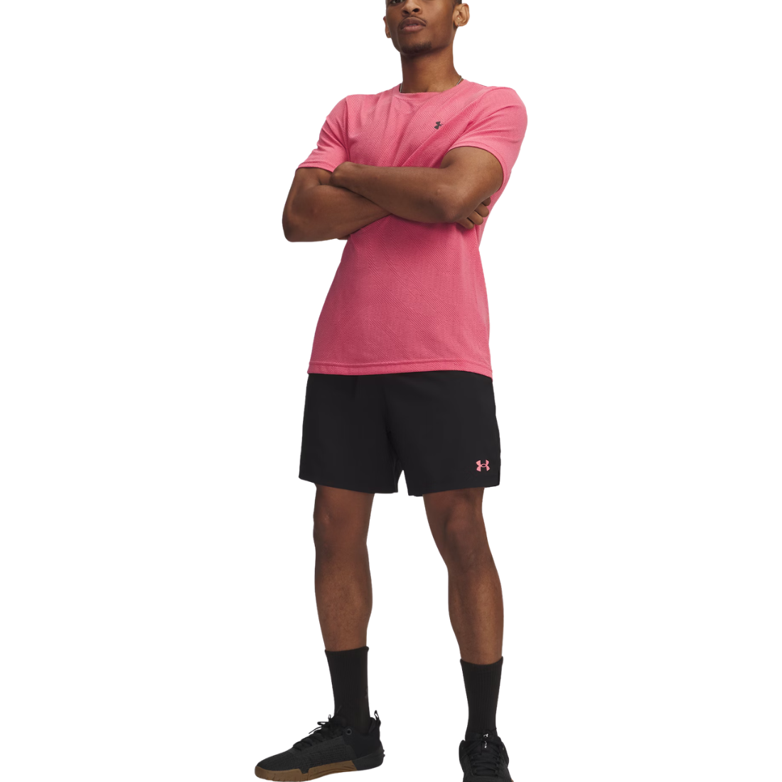 Under Armour UA Vanish Woven DC Shorts Uomo Ultimate Black/Bittersweet Pink — Pantaloncini Allenamento Asciugatura Rapida